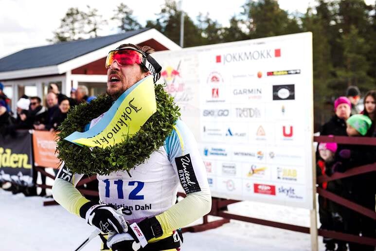 John Kristian Dahl hadde grunn til å være fornøyd etter at han hadde vunnet det 200-kilometer lange Nordenskioldsloppet.
 Foto: Svein Halvor Moe