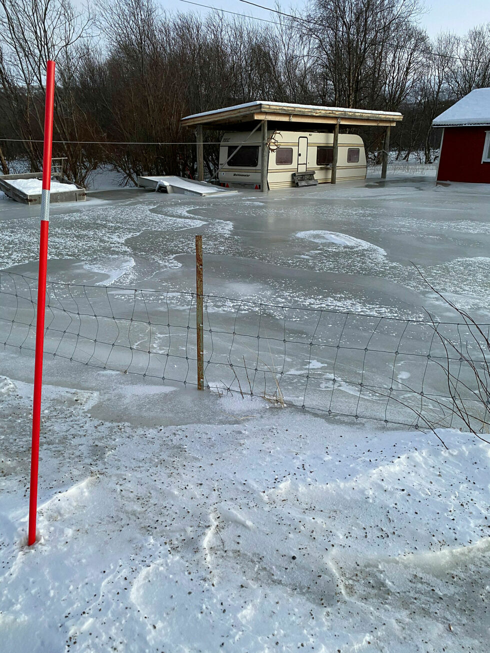 Plutselig flommet Lakselva over, noe flere av beboerne i Klemetstadveien fikk merke.
 Foto: Privat