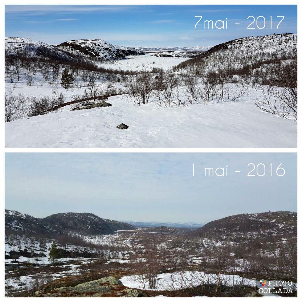 Mens vinteren tok slutt i april i fjor er det ennå full vinter i store deler av fylket, som her i Sitsidalen i Øvre Neiden.
 Foto: Stein Tore Sivertsen