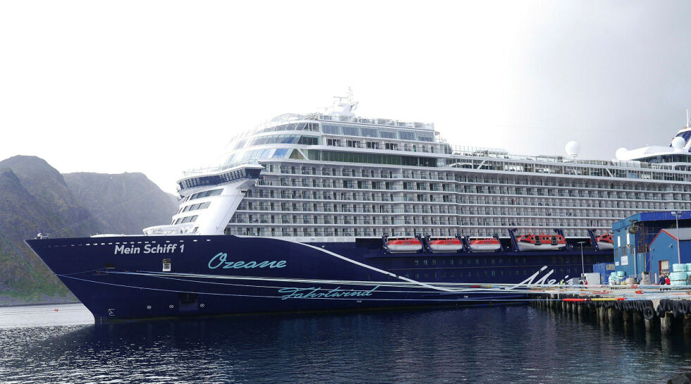 Cruiseskipet «Mein Schiff 1» har anløpt Honningsvåg havn flere ganger denne sommeren. I juli vil havna få 36 anløp av cruiseskip.
 Foto: Geir Johansen
