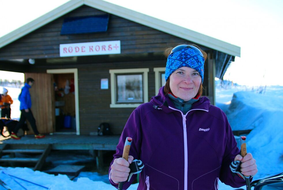 Grethe Elise Pettersen ble den suverene vinneren da trimkonkurransen «På ski i Tana» ble avsluttet på Røde Kors-hytta på Seidafjellet onsdag ettermiddag.
 Foto: Aslak Ballari