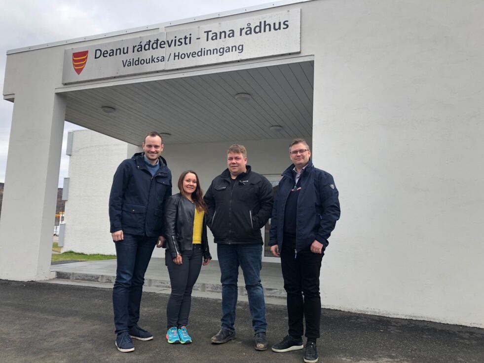 Eiendomsskatt utpekes som en viktig valgkampsak i Tana. På bildet: Sivert Bjørnstad, Heidi Dervo, Morten Blien og Jan Steinar Engeli Johansen.
 Foto:  Foto: Frp