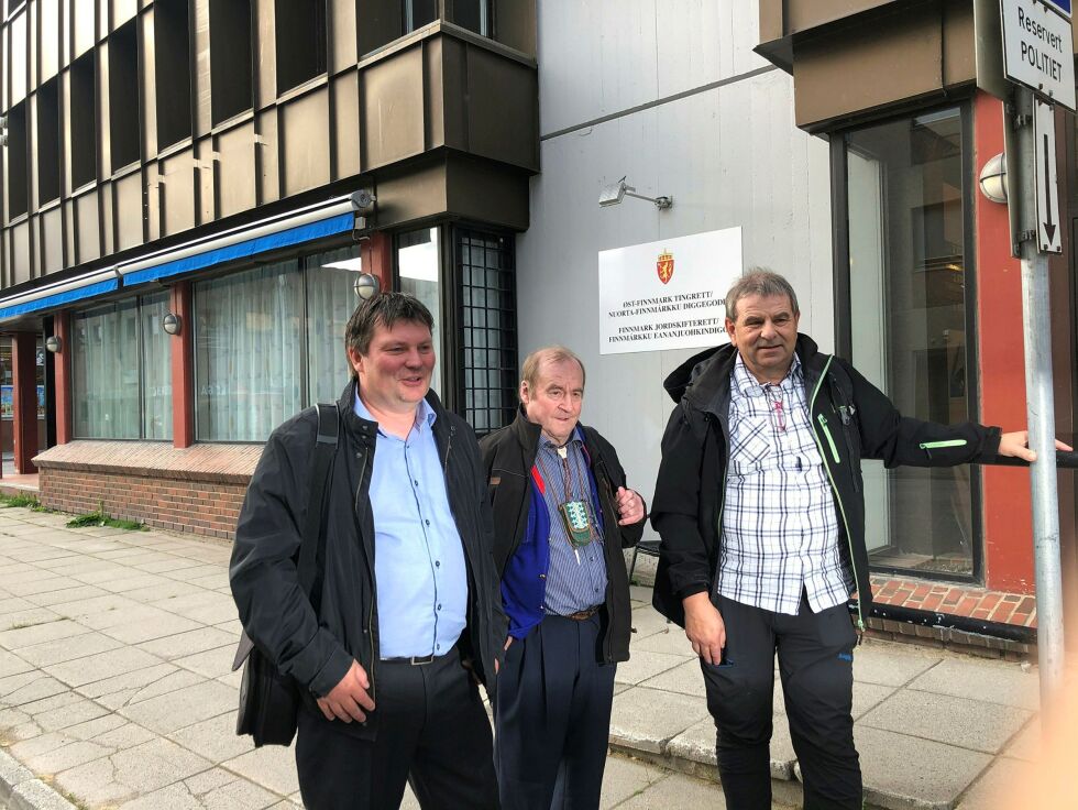 Rune Aslaksen (LBT), Hartvig Hansen (LFT) og Benn Larsen fra TF på rettssakens første dag. Nå har dommen falt og skuffelsen er stor.
FOTO: Birgitte Wisur Olsen