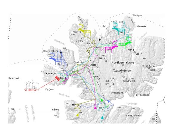 GPS viser at reinen unngår vindparken