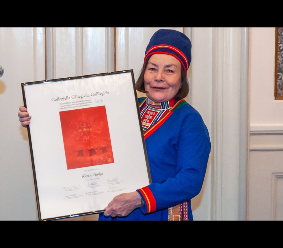 Prisvinner Karin Tuolja mottok prisen i Oslo.
 Foto: Ann Kristin Lindaas (KMD)