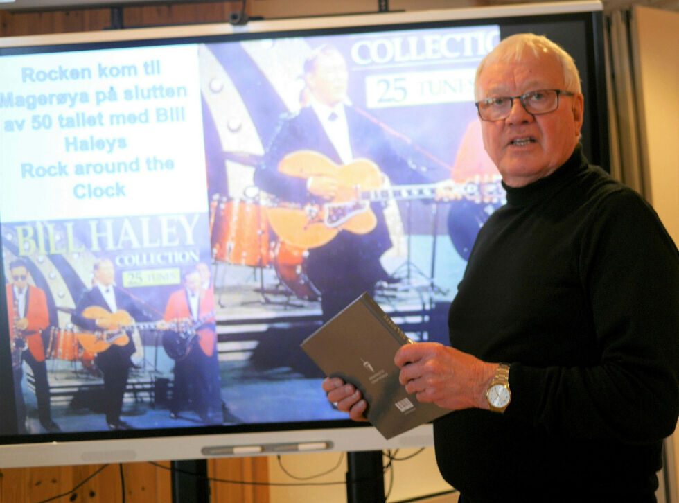 Ole Hartvig Jensen arbeider med å samle Nordkapp sin rockehistorie i bilder og lyd. Han vil presentere det hele under årets Nordkappfestival.
 Foto: Geir Johansen