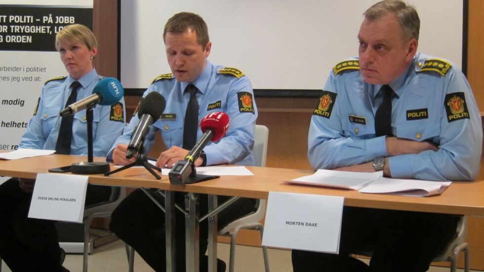 Politiet holdt fredag formiddag en pressekonferanse i Alta, der det ble informert om aksjonen som 21. mars ble gjennomført i Finnmark, for å avdekke overgrepsmateriale.
 Foto: Rita Heitmann