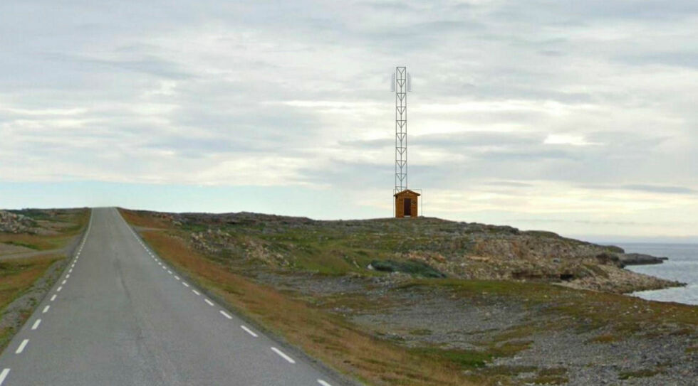 Masta på 18 meter er tenkt plassert ved Skallnes øst for Vadsø.
 Foto: Illustrasjon: Telenor