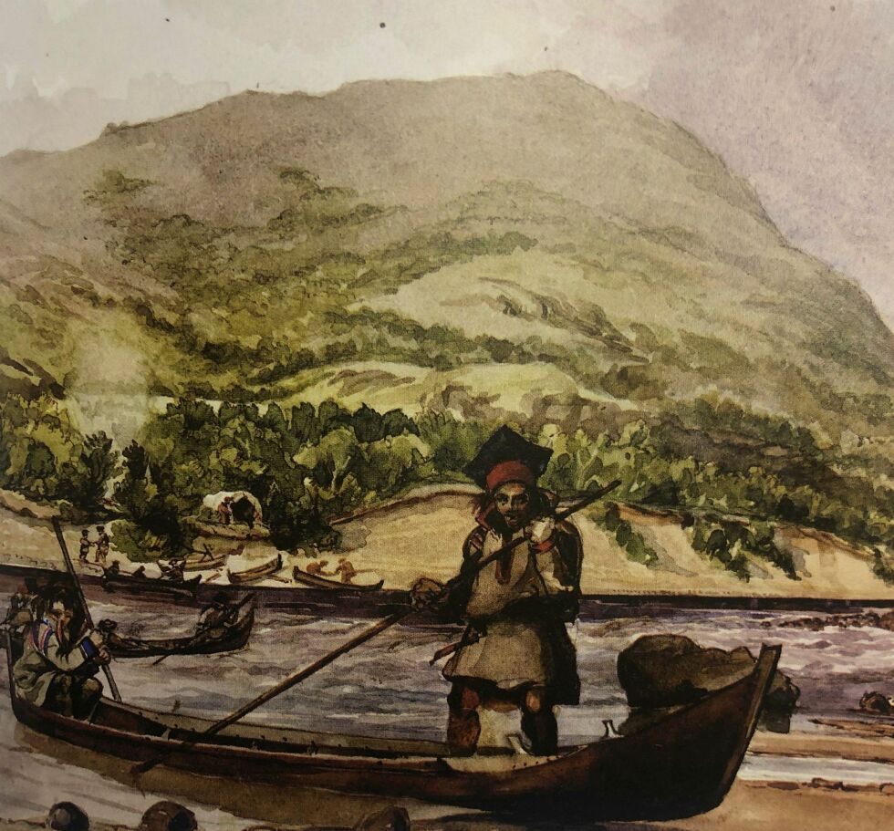 John Francis Campbell besøkte Tanavassdraget i 1851, 1852 og 1862 og malte vakre akvareller fra sine reiser.
 Foto: Akvarell John Francis Campbell