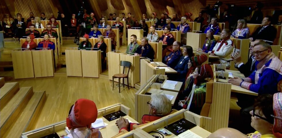Foto: Screenshot av NRKs overføring fra åpning av det 8. Sameting 11.oktober 2017.