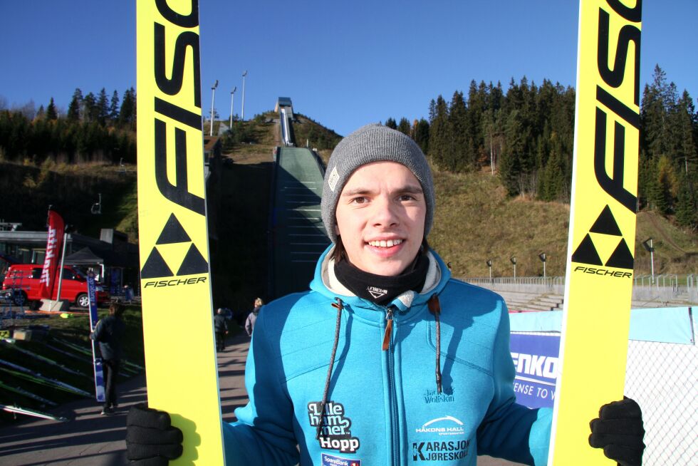 Ole Mathis Nedrejord trener hardt og mye om dagen i håp om at det vil gi han bedre plasseringer i hoppbakken.
 Foto: Svein Halvor Moe