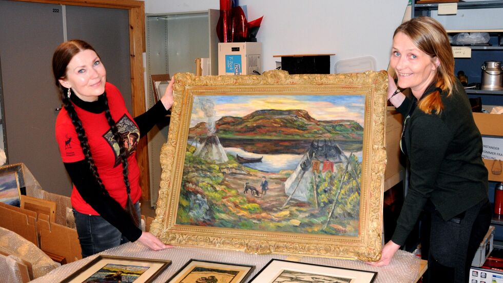 Dette maleriet av John A. Savio er blant de 493 arbeidene til den store samiske kunstneren, som ble hentet til Saviomuseet sist helg.
 Foto: Hallgeir Henriksen