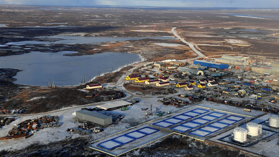 Landsbyen Tukhard i Taimyr som skal flyttes, fordi den står i veien for gassutvinning i området.
 Foto: fra nettsidene til Nornikel