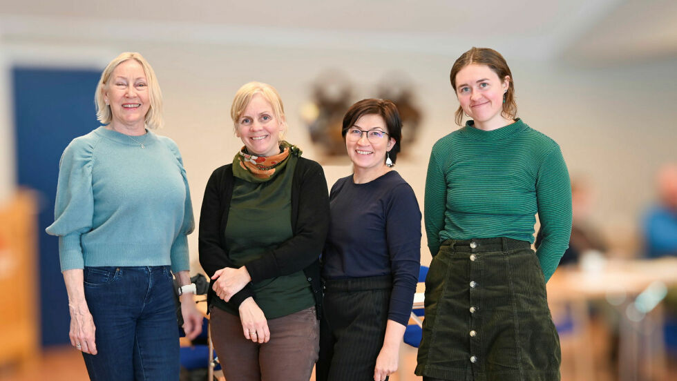 To forskningsprosjekter samlet til workshop i Lakselv. Fra venstre Grete Hovelsrud, Camilla Risvoll, Camilla Brattland og Solveig Bjørdal.
 Foto: Irmelin Klemetzen