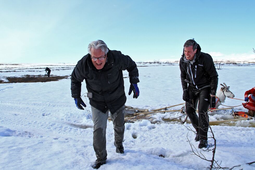 Davy Wathne og Jesper Mathisen tok det hele med godt humør.
 Foto: Johan Mathis Gaup