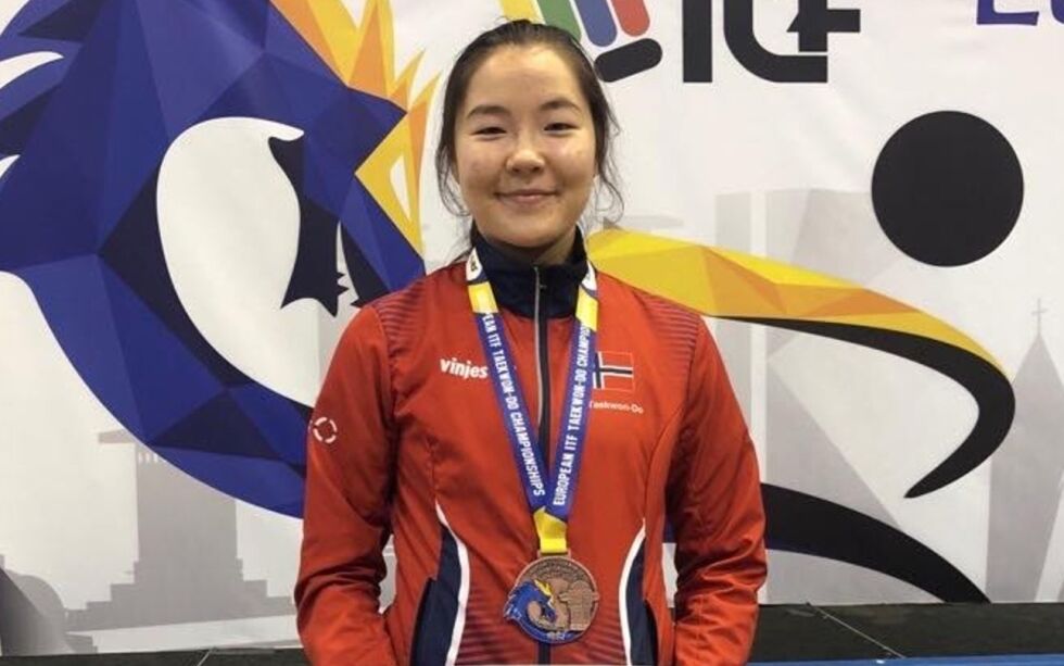 Sajane Karina Olsen, her etter å ha vunnet EM-bronse i 2019. Foto: Privat