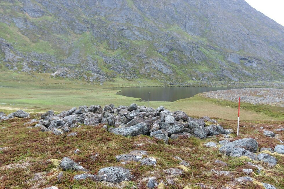 Da han gjorde arkeologiske undersøkelser i Bærvika fant Torbjørn Preus Schou dette; som han mener er ei gravrøys fra lang tid tilbake.
 Foto: Torbjørn Preus Schou