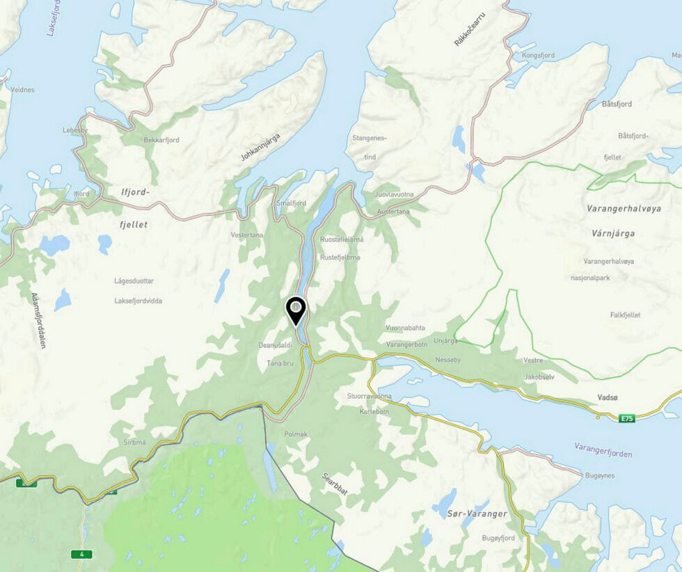 Tana kommune spiller inn et område 2,5 kilometer nord for kommunesenteret Tanabru.
 Foto: Illustrasjon Tana kommune