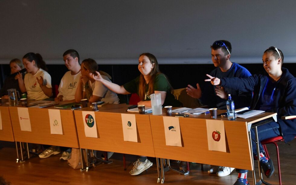 Sju partipolitiske organisasjoner var representert ved årets skolevalg på Lakselv videregående skole.
 Foto: Sara Olaussen Stensvold