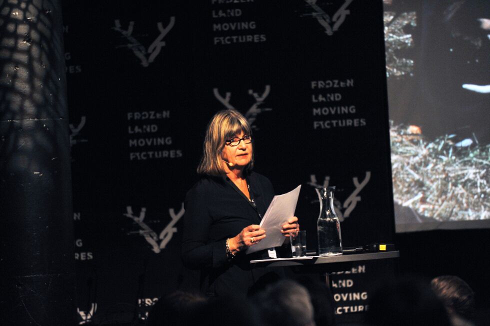 Gunilla Bresky fortalte om filmen «Solens sønn» i fjor under filmfestivalen i Tromsø. Nå er det klart at filmen om Áillohaš vil åpne filmprogrammet «Film fra Nord».
 Foto: Erik Brenli