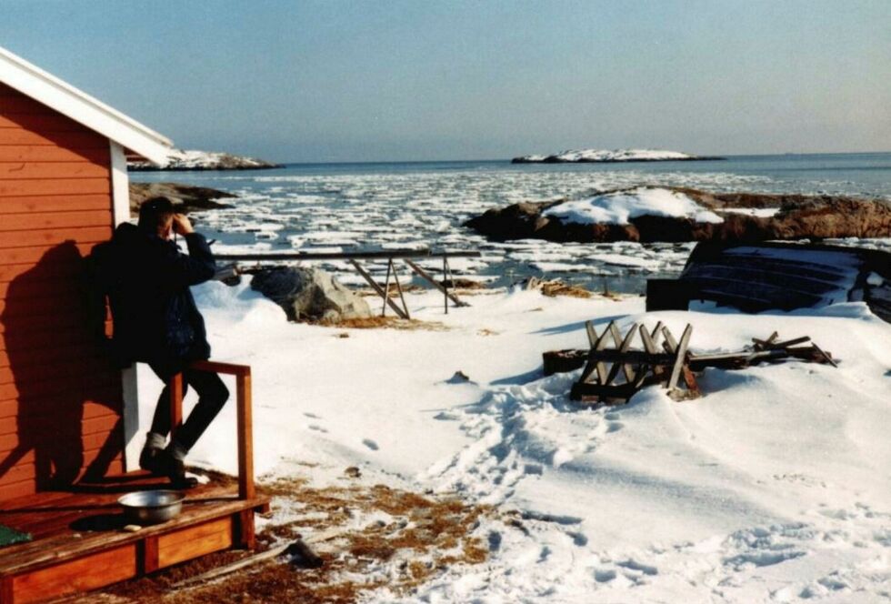 Drivende isfalk i Kasterholmen på 1980-tallet. FOTO: HANS HENRIKSEN