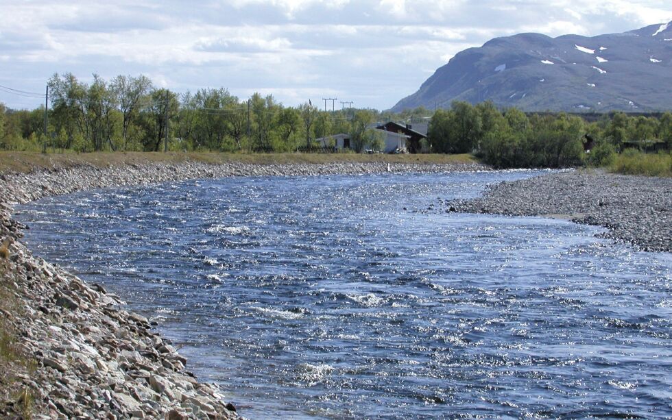 Amper stemning mellom fiskere og badere i Stabburselva. Arkivfoto.