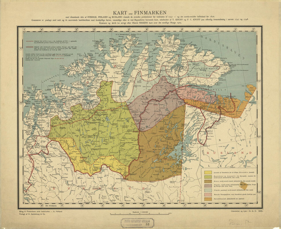 Kartet som viser den uklare grensesituasjonen mellom statene før 1751.
 Foto: Kartverket