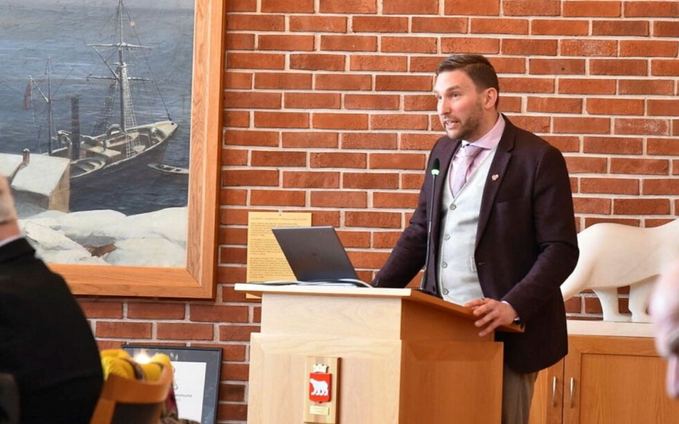 – Kjønnsidentitet er et nytt begrep som ikke er veldig godt definert. Jeg mener man kan si det er en utfordring å bruke ordet kjønnsidentitet, sa Truls Olufsen Mehus (KrF) fra talerstolen.
 Foto: Cecilie Ditløvsen