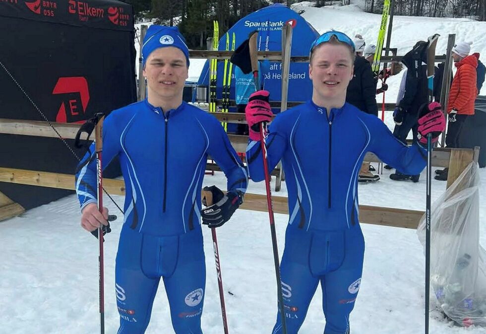 Til tross for diskvalifikasjon fra førsteplassen på stafetten, kunne brødrene Marius (til venstre) og Kristian Bernhardsen reise hjem fra NNM med gullmedaljer i bagasjen.
 Foto: IL Polarstjernen