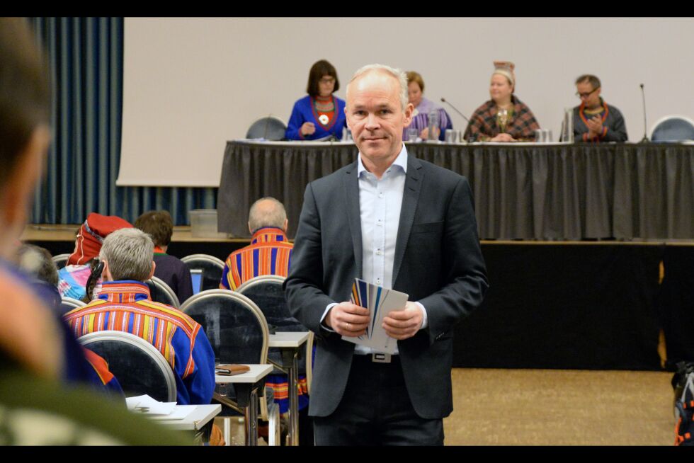 Kommunal- og moderniseringsminister Jan Tore Sanner (H); her er han på samekonferansen i Tråante (Trondheim) i februar.
 Foto: Steinar Solaas