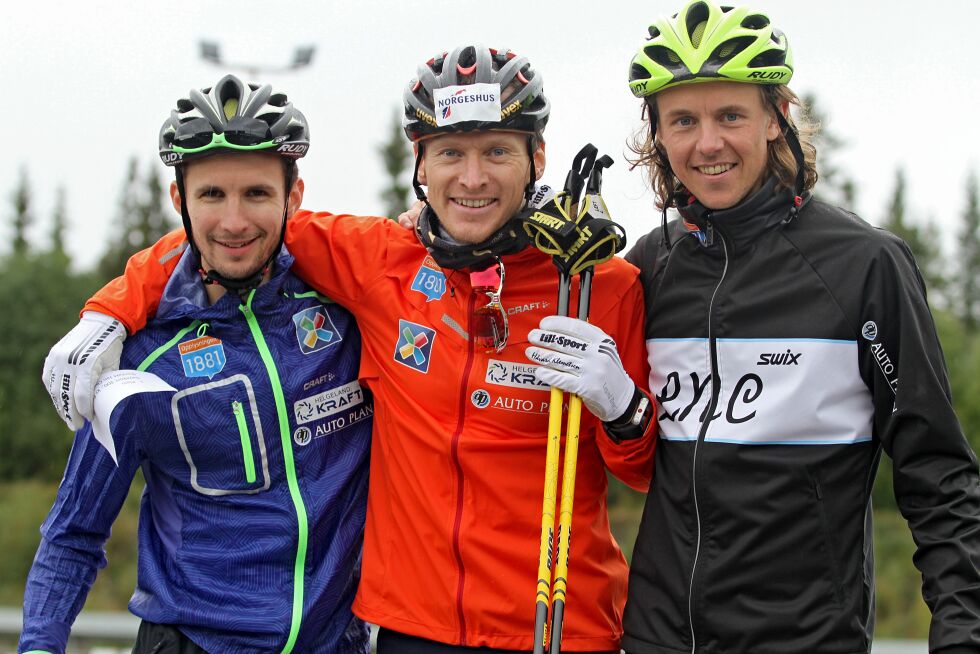Håvard Klemetsen (midten) har gjort en god treningsjobb i sommer og høst. Både han og landslagskollegene Jan Schmid (til venstre) og Mikko Kokslien har VM som vinterens store mål.
 Foto: Svein Halvor Moe