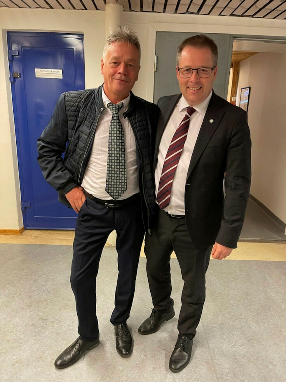 Fred Johnsen og Bjørn Aríld Gram etter fremleggelsen av forslaget til neste års statsbudsjett,
 Foto: Privat