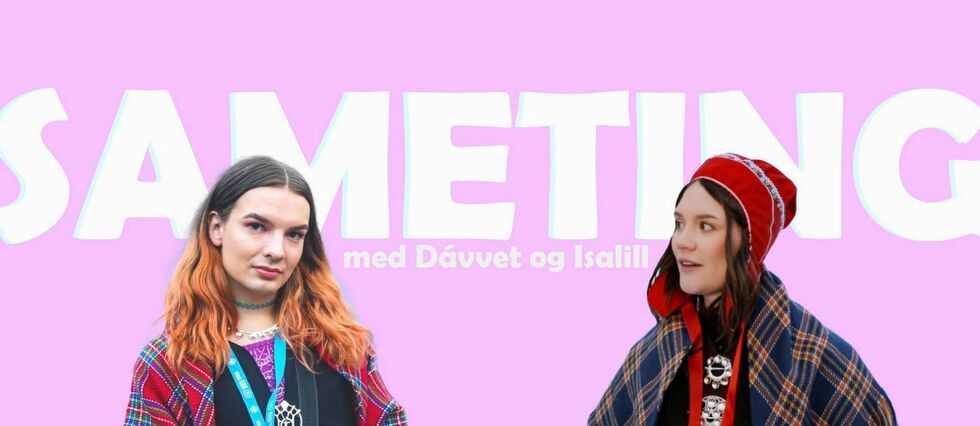De tidligere NRK-profilene Isalill Kolpus og Dávvet Bruun-Solbakk har laget en helt ny samisk humorpodkast på norsk; SAMETING.
 Foto: Adam Johansson