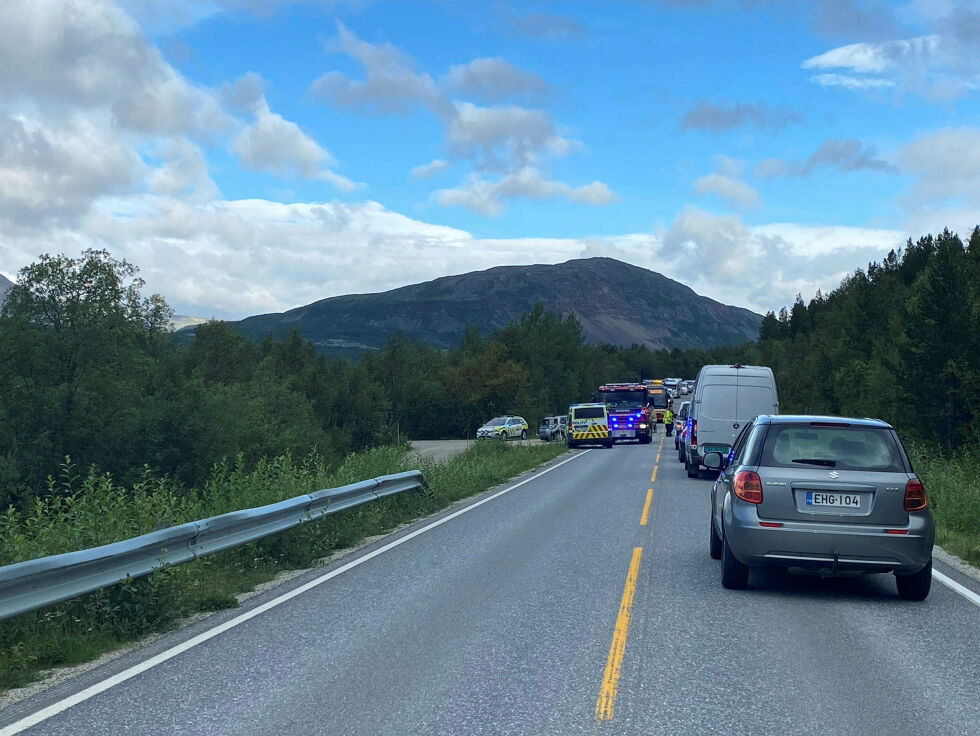 Cirka klokken 08.30 meldte politiet at nødetatene rykket ut til en trafikkulykke i Porsanger.
 Foto: Lova Vassli Hilanmo