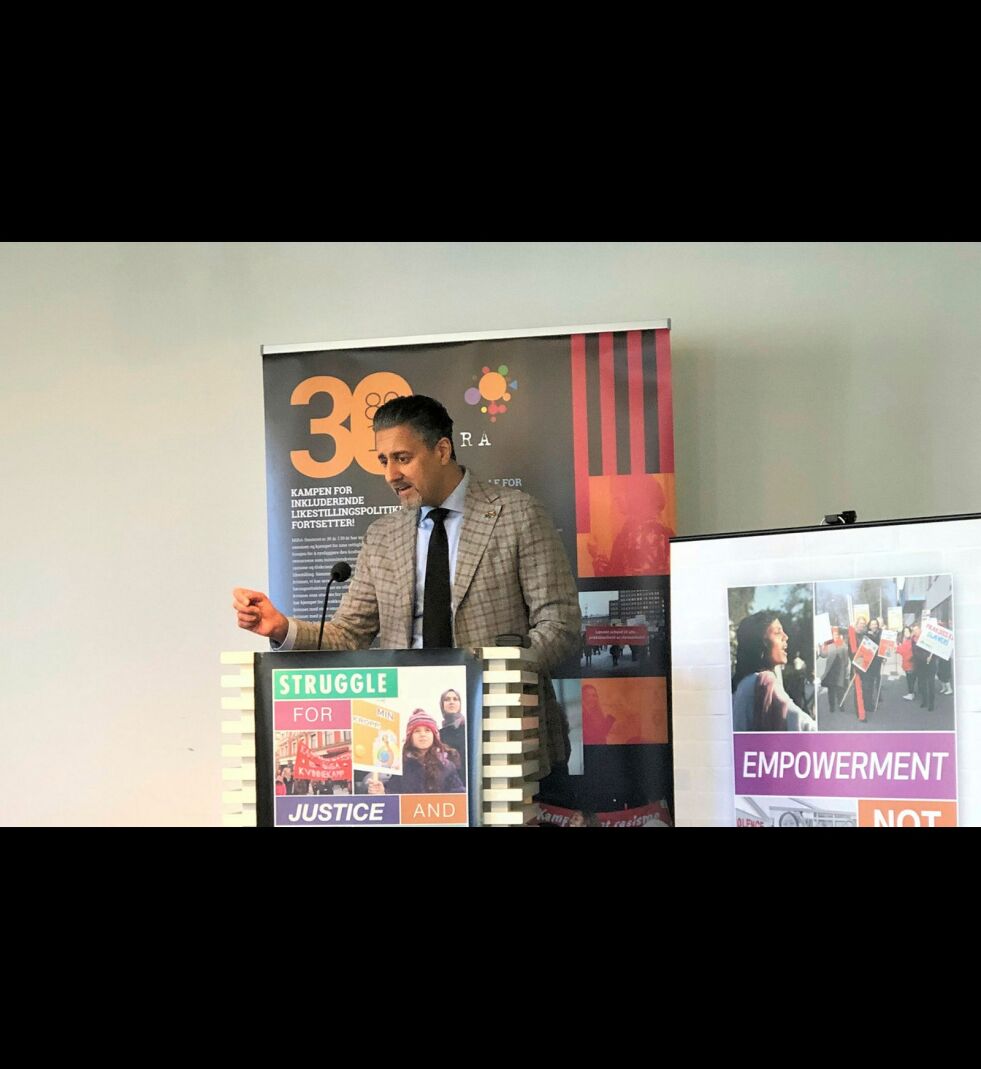 Kultur- og likestillingsminister Abid Q. Raja snakket om veien videre på likestillingsfeltet.
 Foto: Hanna