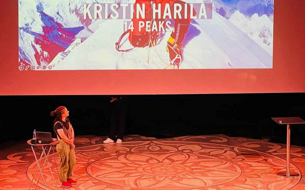 I tillegg til å få pris holdt Kristin Harila også et foredrag for de om lag 1.000 deltakerne som fylte Chateau Neuf i Oslo.