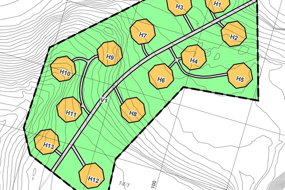 Hver av tomtene er på 1.000 kvadratmeter.
 Foto: Skjermdump