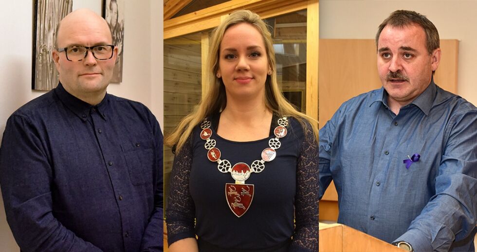 Der SPs Jon Nikolaisen ikke liker utviklingen ekteskapsloven har hatt de siste årene, både i forhold til nyvinningen kommunale vielser og likekjønnede ekteskap, er SVs Cecilie Gjennestad mer positivt innstilt: –  Jeg ville sett på det som en stor ære å få en slik oppgave, sier varaordføreren. FrPs Torger Thomassen har derimot ikke like store ambisjoner på egen vegne: – Jeg ser ikke for meg at noen skal ønske at jeg skal vie dem.
 Foto: Fotomontasje