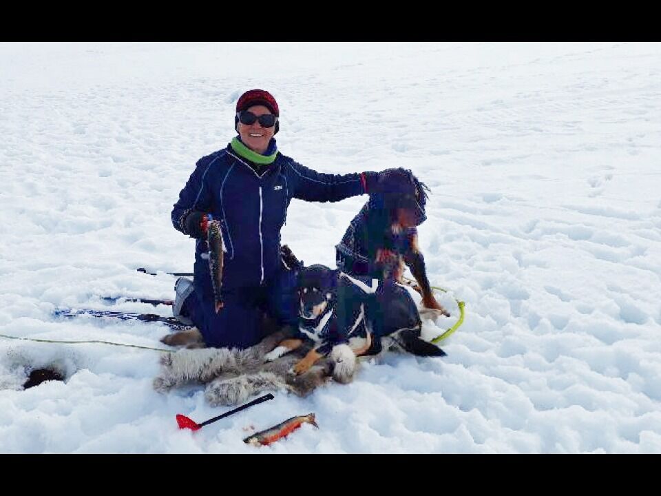 Marit Ellen Amundsen med hundene.
 Foto: Privat