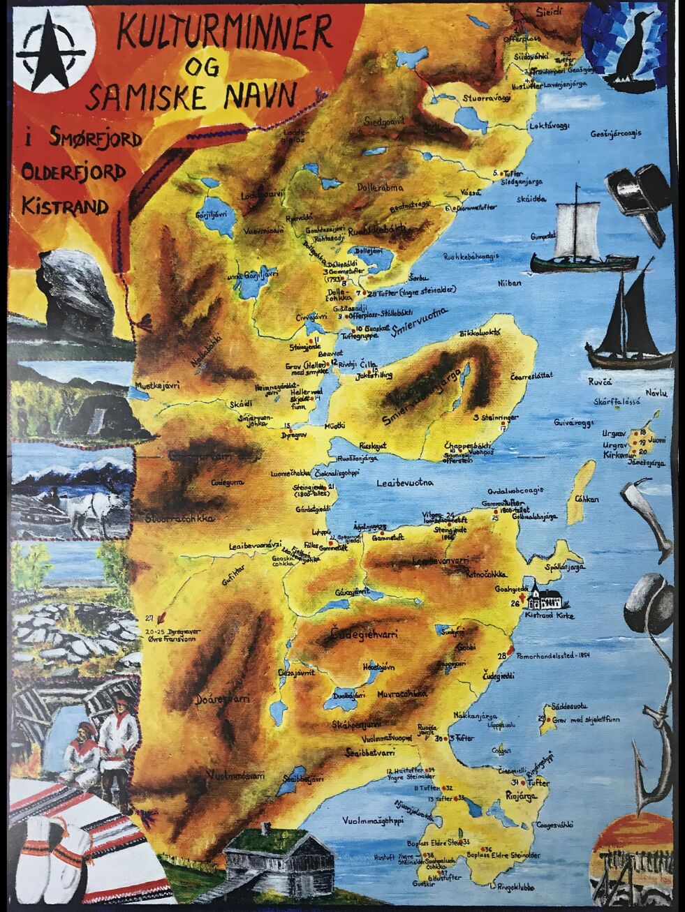 Foto av kart i heftet «Sjøsamekulturen i Ytre Porsanger». De færreste stedsnavnene var norske.
 Foto: Kristin Marie Ericsson