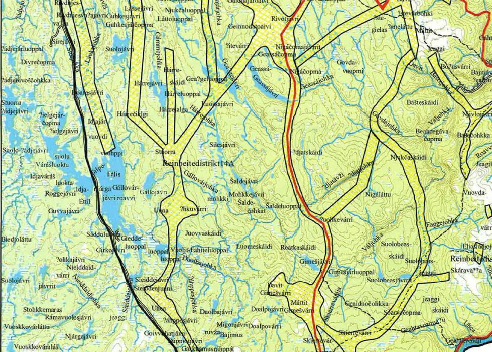 Ved Gállojávri, 20 kilometer unna Sametinget, og et par kilometer øst for E6 over Idjajávri, er det gitt undersøkelsestillatelse til leting etter mineraler. Det begeistrer ikke reindrifta, som har klaget inn vedtaket.
 Foto: Illustrasjon