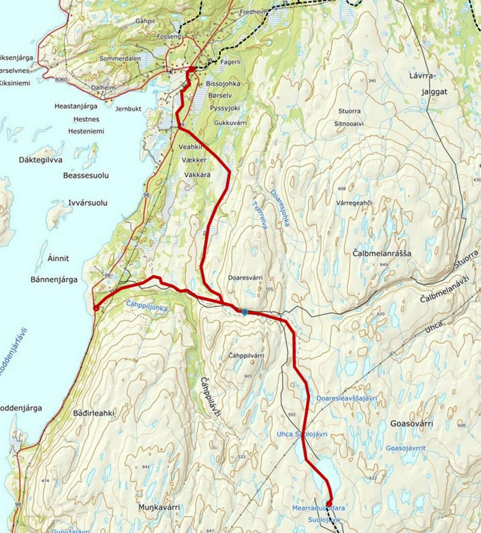 Disse løypene er midlertidig stengte. Skjermbilde fra Porsanger kommunes nettsider.