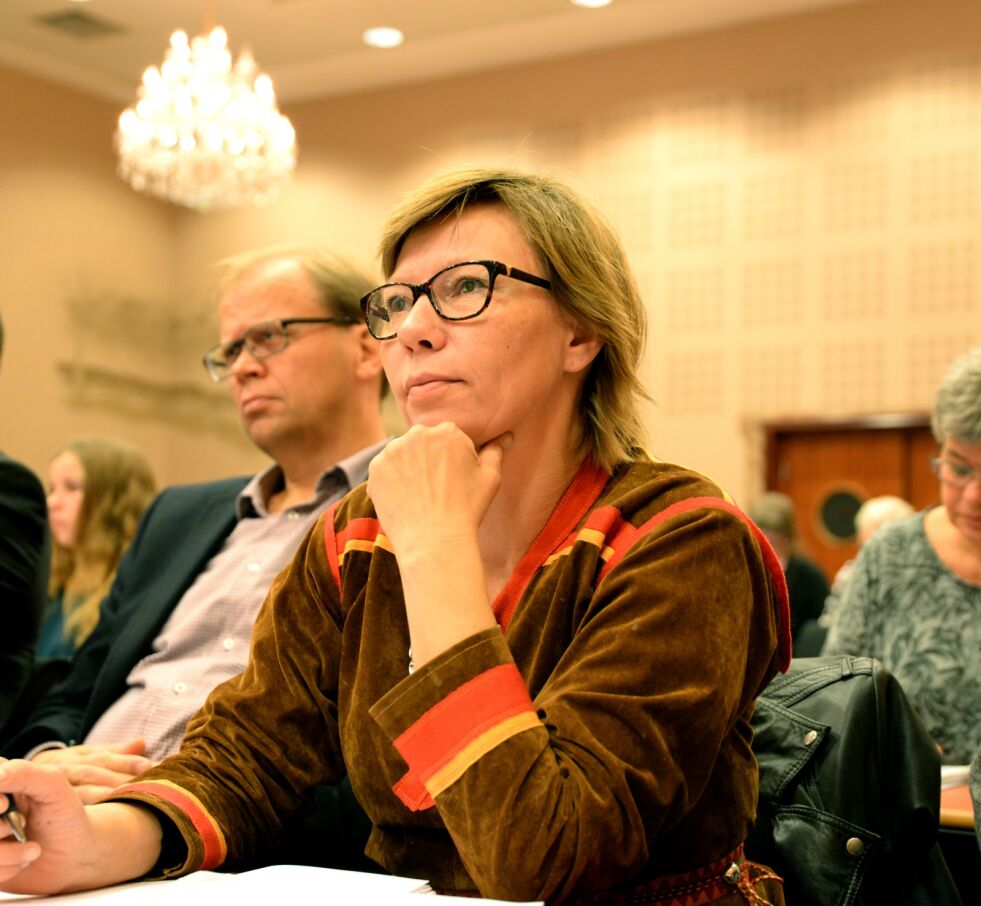 Sametingsrepresentant Ann-Mari Thomassen, her fra en konferanse i Narvik tidlig i kommunereformen.
 Foto: Steinar Solaas