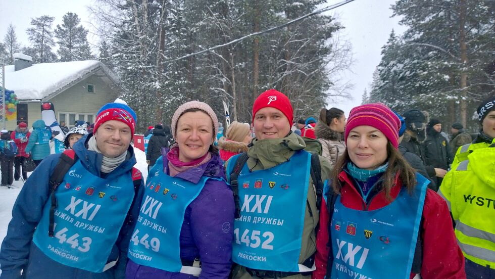 Jens Åge Mikkola, Liza Stepanova, Bengt Stokvold og Tove Fluslund hadde en flott tur i pasvikskogene lørdag.
 Foto: Johnny Danielsen
