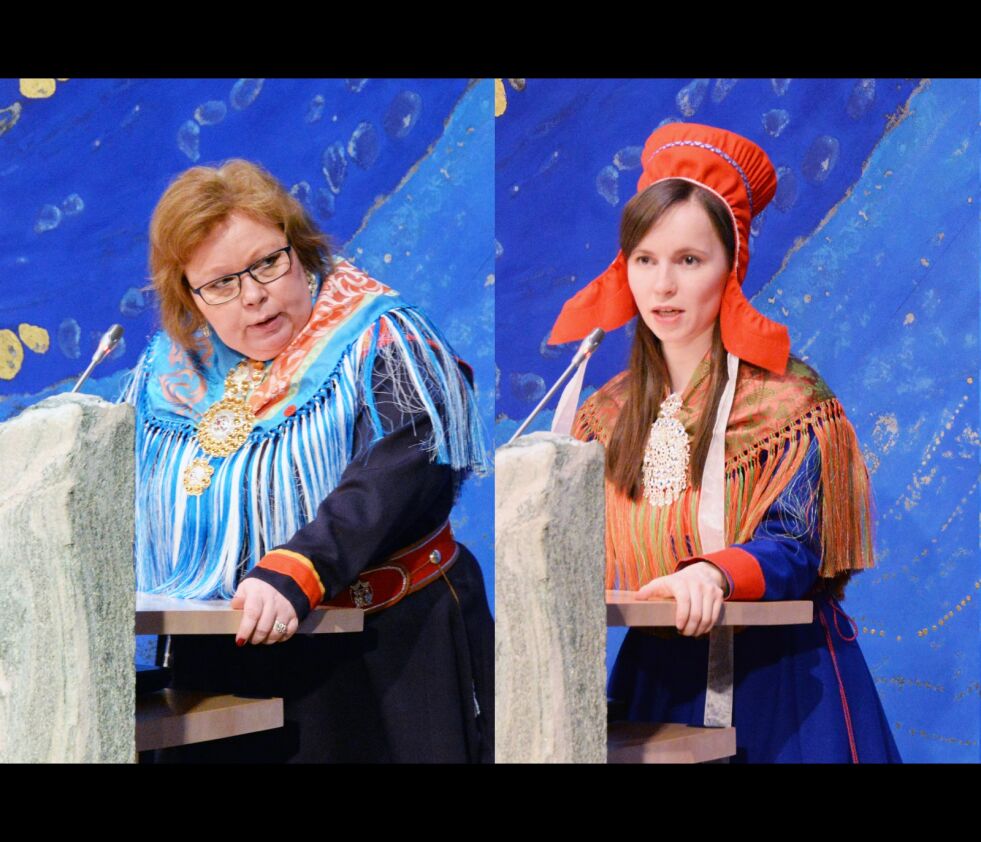 Sametingspresident Vibeke Larsen og sametingsråd Inger Eline Eriksen er ikke enige.
 Foto: Steinar Solaas