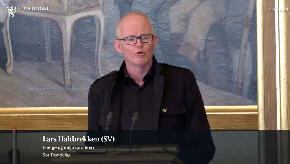 Lars Haltbrekken (SV) mener at elektrifisering av Melkøya er en varslet katastrofe.
Foto: Skjermdump Storttinget