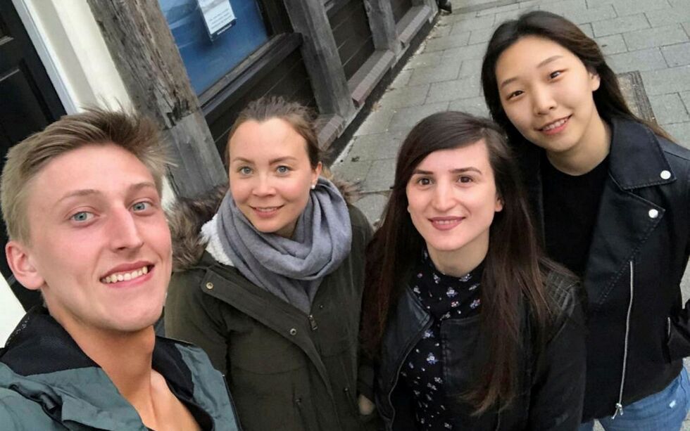 Det Europeiske Solidaritetskorpset bidrar til å skape samhold mellom unge mennesker fra ulike kulturer. Fra venstre ser vi Mario Kormann fra Østerrike, Biret Inga Kemi, Sediola Ruko fra Albania og Dahoon Jung fra Sør-Korea.Foto: privat
 Foto: Privat