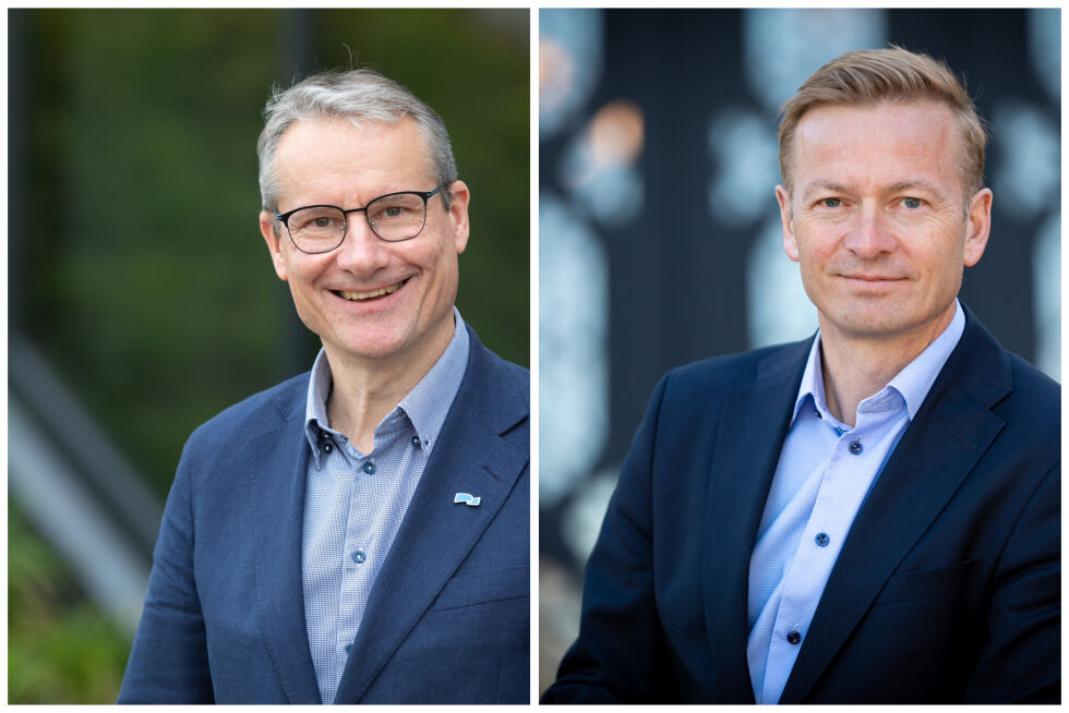 Olve Grotle og Helge Orten, stortingsrepresentanter for Høyre.
 Foto: Hans Kristian Thorbjørnsen