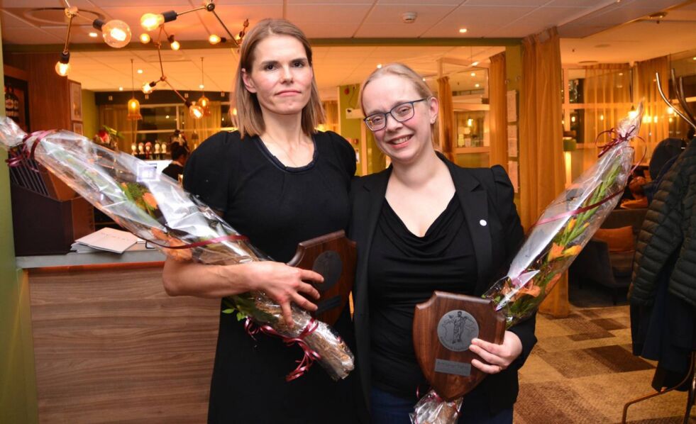 Ingvild Agledahl (til venstre) ved Hammerfest sykehus og kommuneoverlege i Vadsø, Britt Larsen Mehmi, er tildelt prisen som «Årets Finnmarkslege 2019».
 Foto: Privat