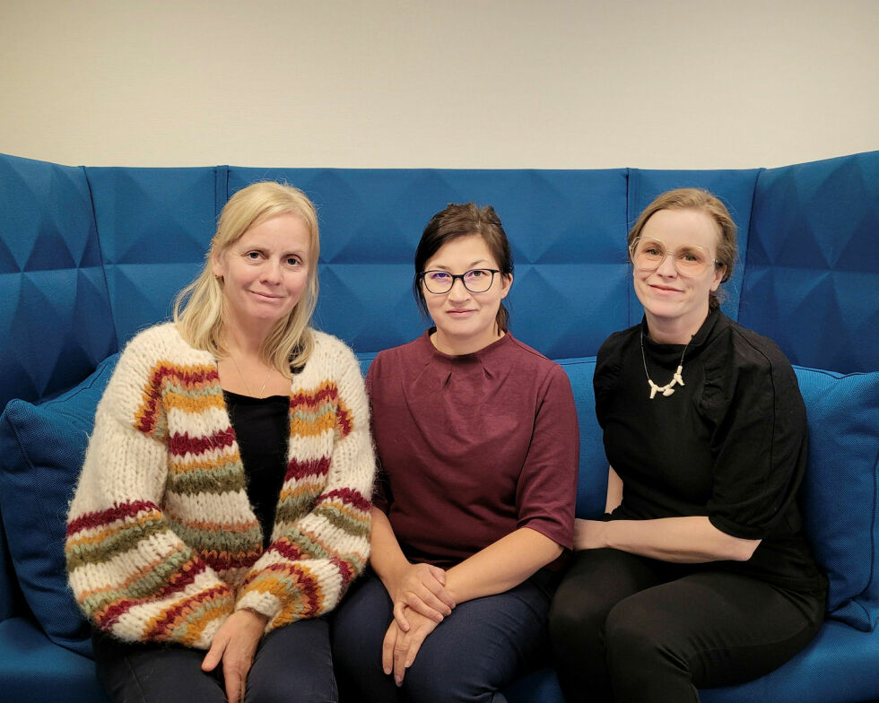 Forskerne Camilla Risvoll (Nordlandsforskning), Camilla Brattland (UiT – Norges arktiske universitet) og Majken Paulsen (Nordlandsforskning). Bente Sundsvold (UiT – Norges arktiske universitet) er ikke på bildet
 Foto: Presse